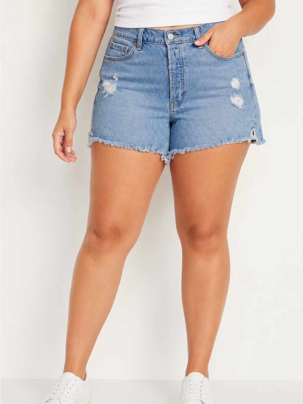 Old Navy High-Rise OG Straight Distressed Denim Shorts Size 12 Classic Y2K